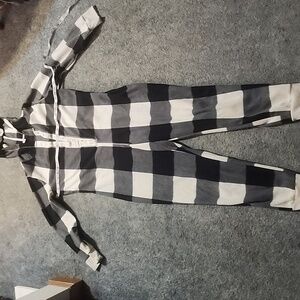 Old Navy plaid size medium fleece hooded onesie